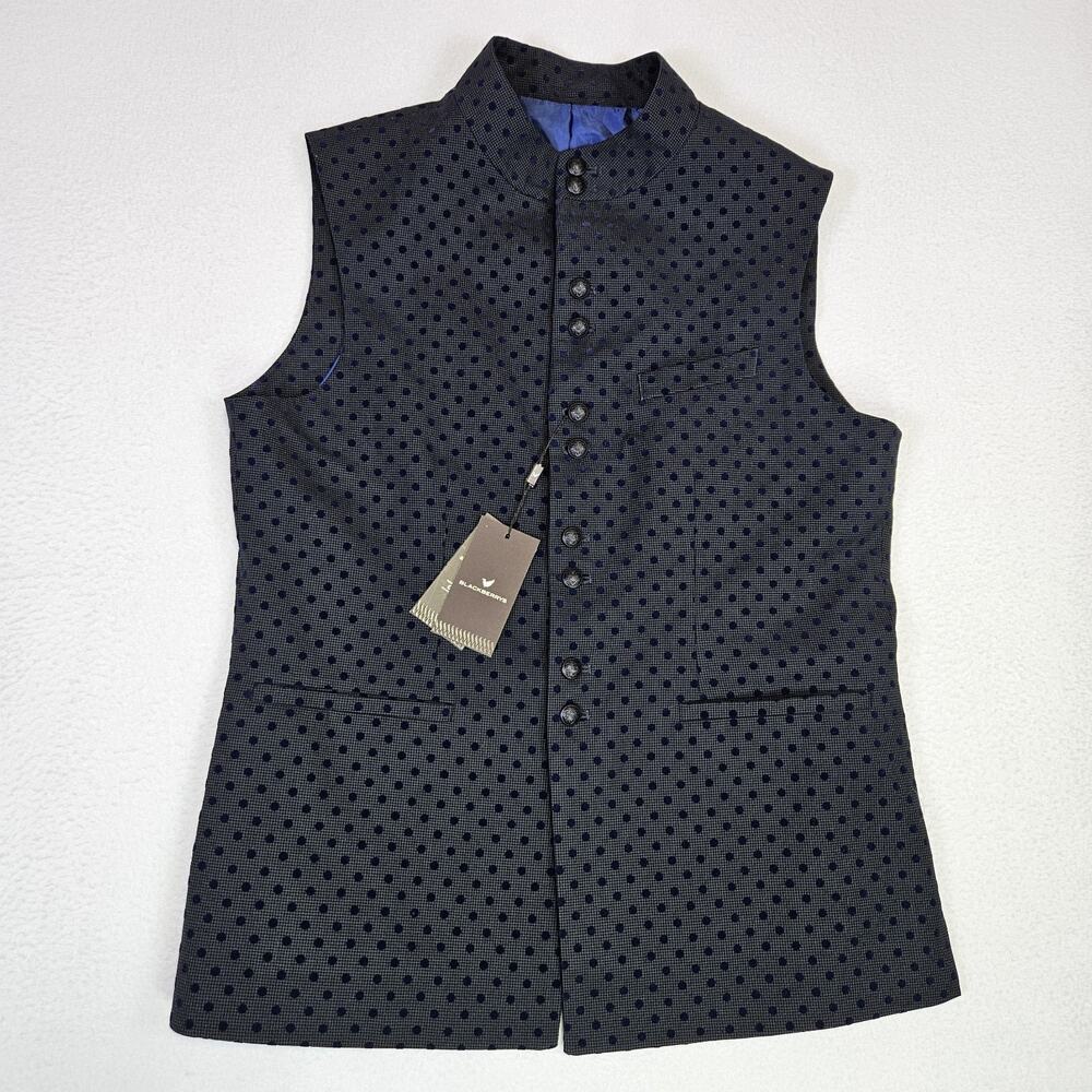 Blackberrys Sleeveless Bandhgala Nehru Jacket Mens 38 Formal Bollywood Polka Dot